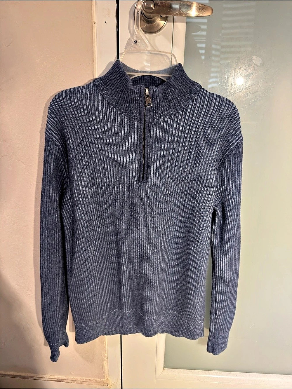 Gap Rib Quarter-Zip Mockneck Sweater Blue